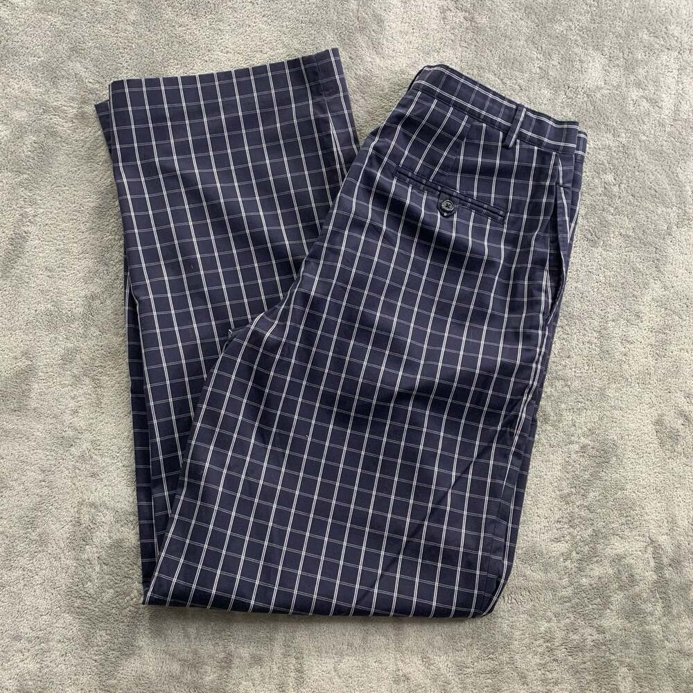 Vintage Polo Ralph Lauren Golf Pants Women's 12 Blue Windowpane Plaid Trousers